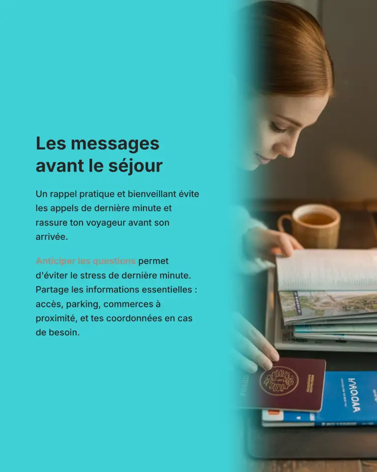 messages à envoyer avant le séjour